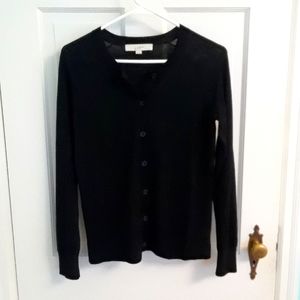 LOFT Black Sweater Button Closure Size Small